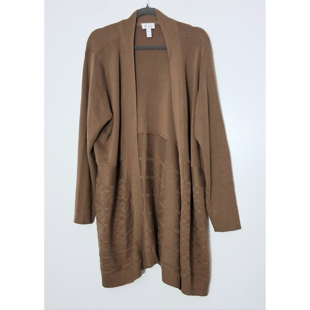 Denim & Co Duster Cardigan Women's Size 3X Brown Cable Knit Long Sleeve Pre-owne